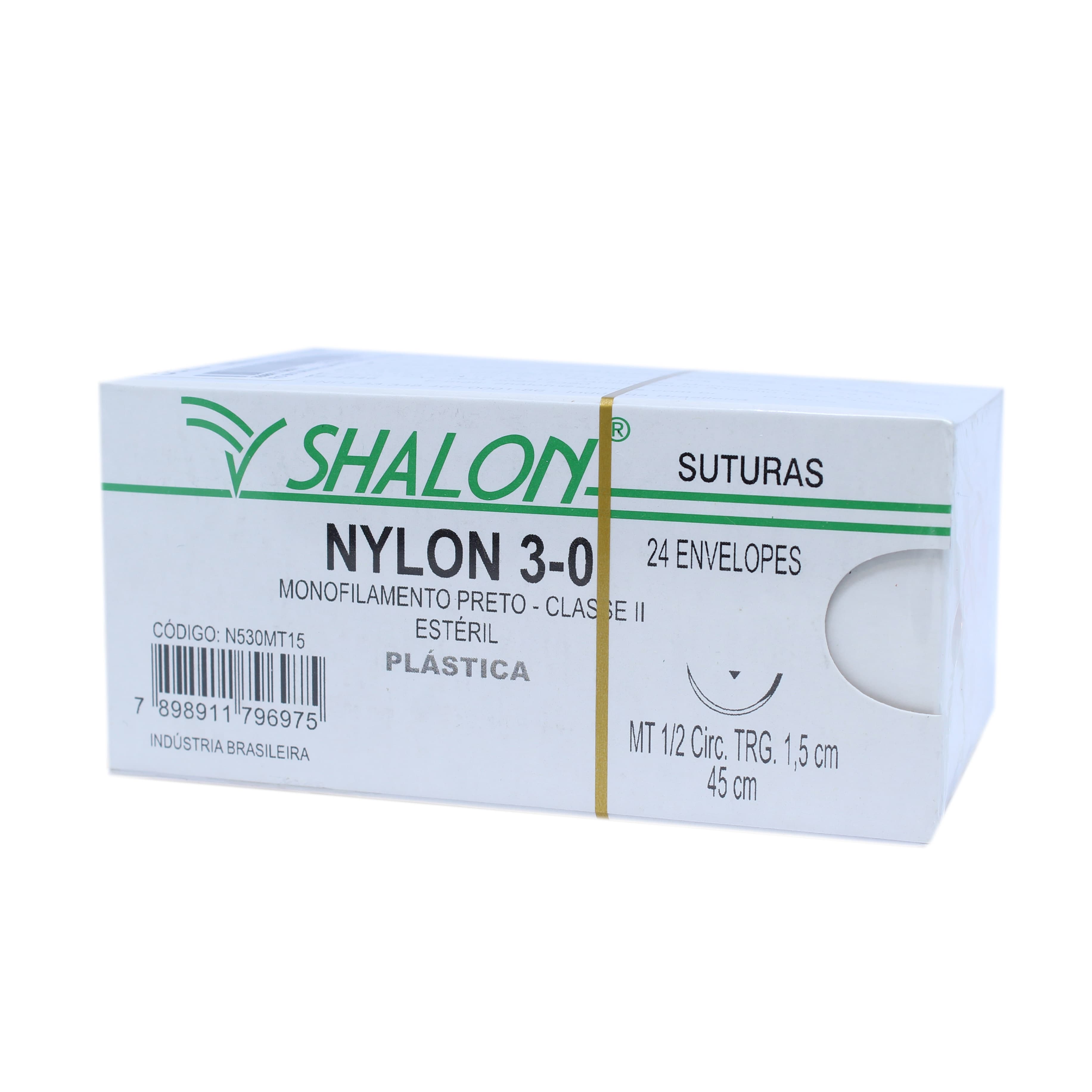 Fio Sutura Nylon Preto Cuticular Tam 3-0 45cm C/24un Shalon (3-0-45cm-Ag1/2cir.Trg1.5) - Portal do Médico