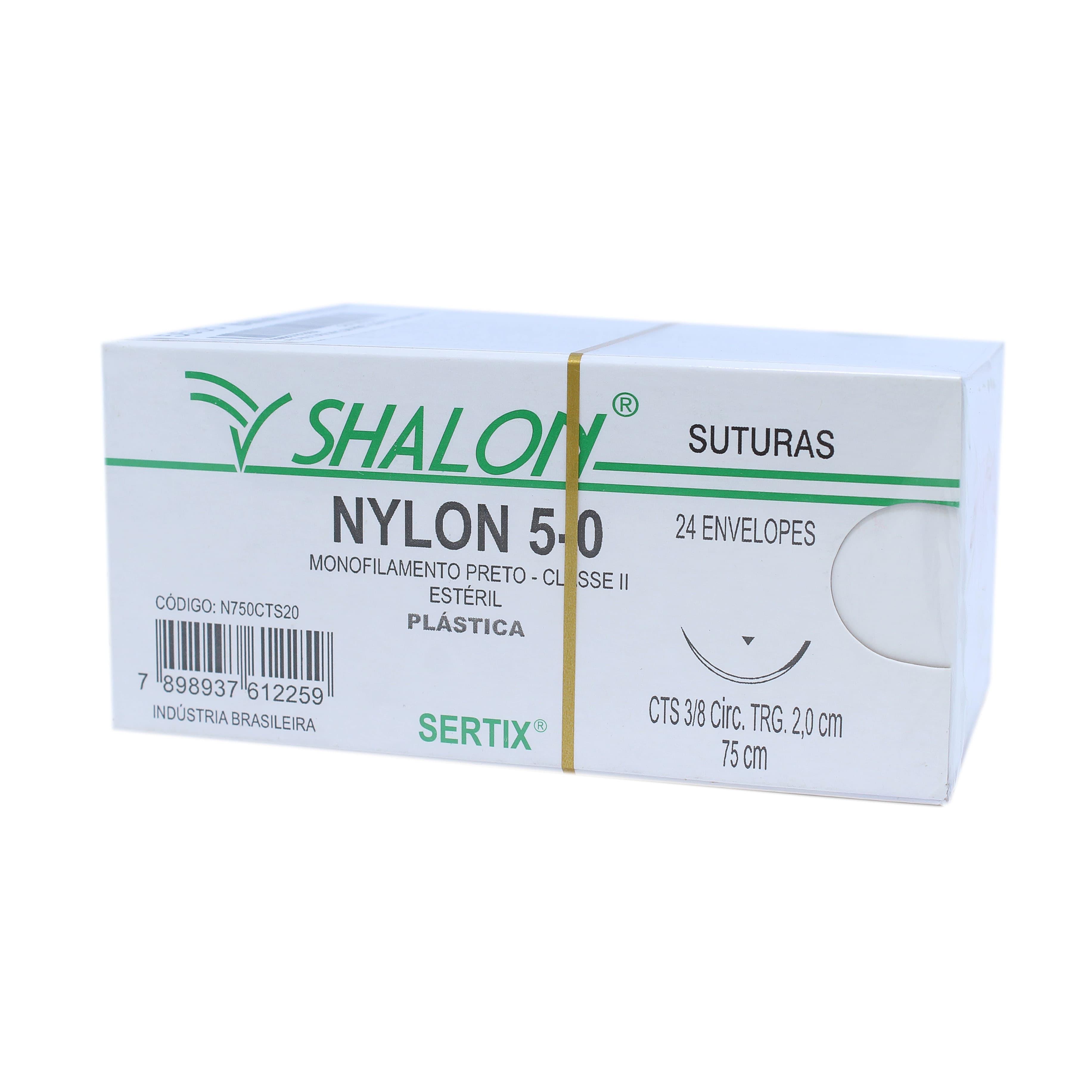 Fio Sutura Nylon Preto Cirurgia Plástica 24 Unidades Shalon (5-0-75cm-Ag3/8cir.Trg2.0) - Portal do Médico