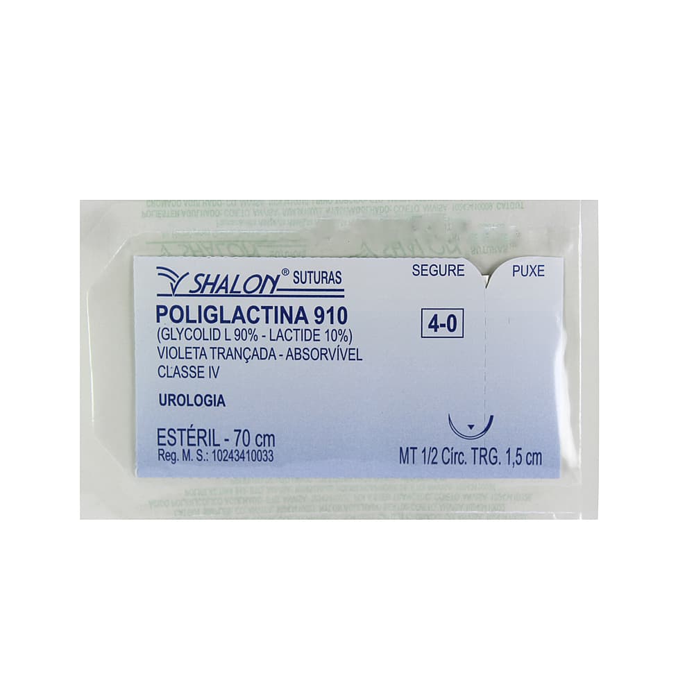 Fio Sutura Poliglactina 910 Para Urologia Estéril Shalon (4-0-70cm-Ag1/2cir.Trg1.5) - Portal do Médico