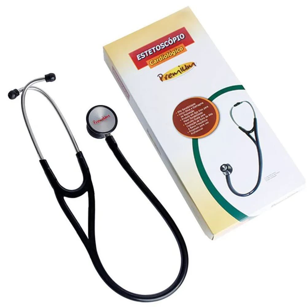 Estetoscópio Profissional Cardiológico Premium Preto - Portal do Médico