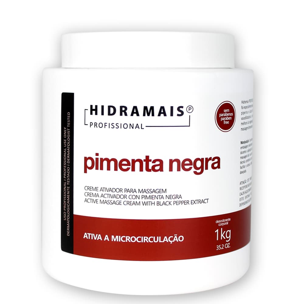 Creme Ativador Para Massagem Pimenta Negra 1kg Hidramais - Portal do Médico