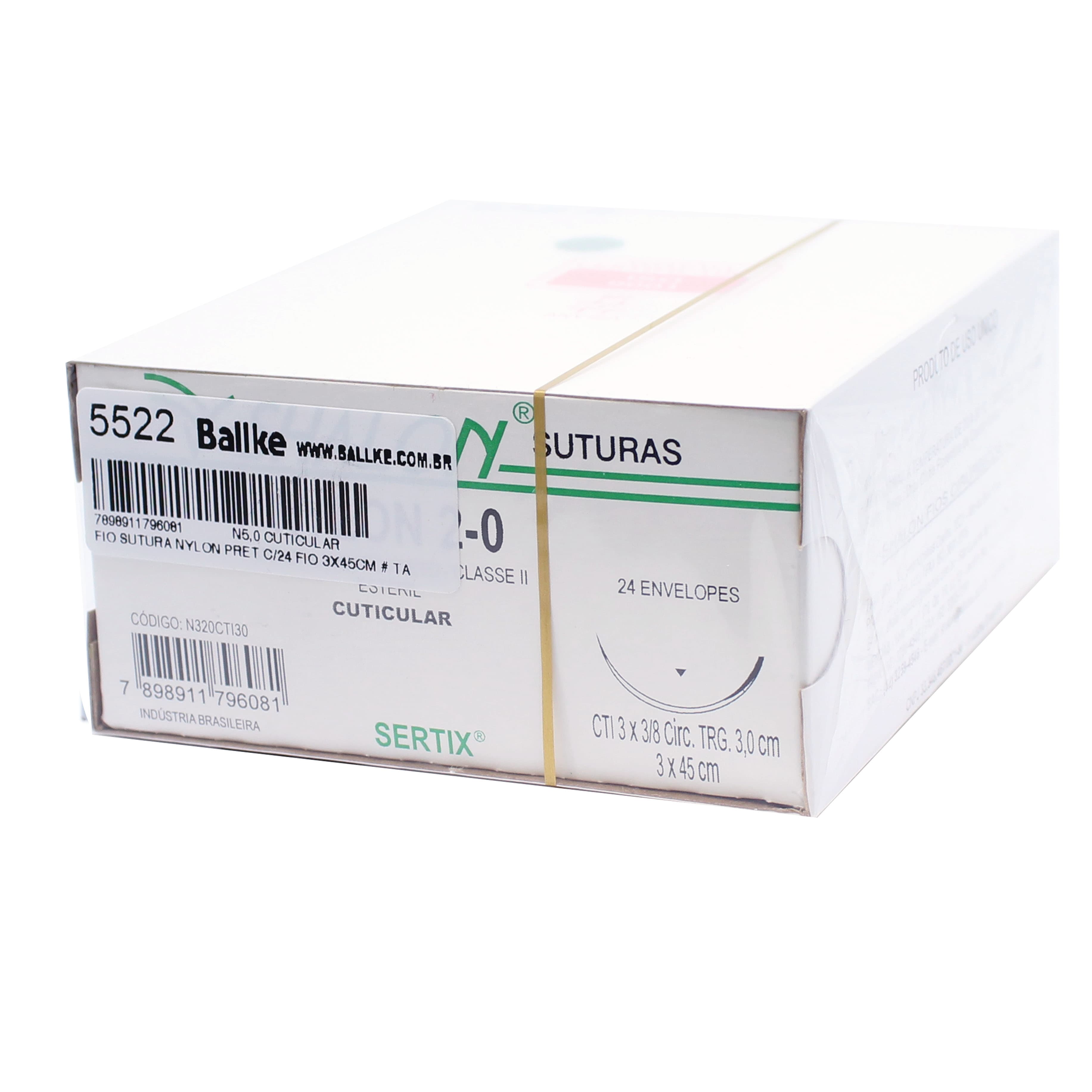 Fio Sutura Nylon Preto Cuticular Tam 3x45cm C/24un Shalon (2-0-3x45cm-Ag3/8cir.Trg3.0) - Portal do Médico