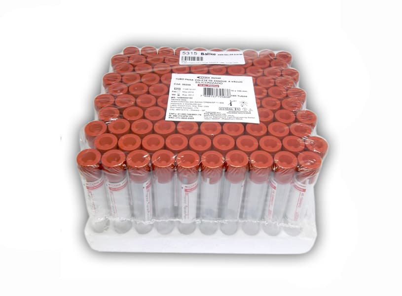 Tubo Coleta Sangue Vacuo C/100 (10ml-Siliconizado-Verme) - Portal do Médico