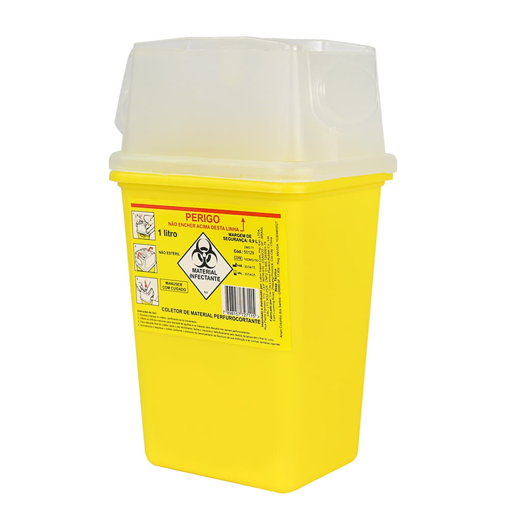 Coletor De Material Perfurocortante Em Plástico Labor Import (1l) - Portal do Médico
