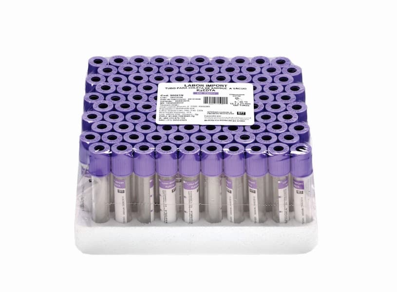 Tubo Coleta Sangue Vacuo C/100 Unidades Labor Import (04ml-K3-Edta) - Portal do Médico