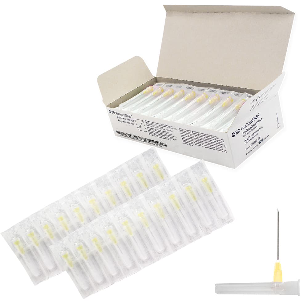 Agulha Hipodérmica Descartável Com 100 Unidades Bd (13x0,30(Amar)30gx1/2") - Portal do Médico