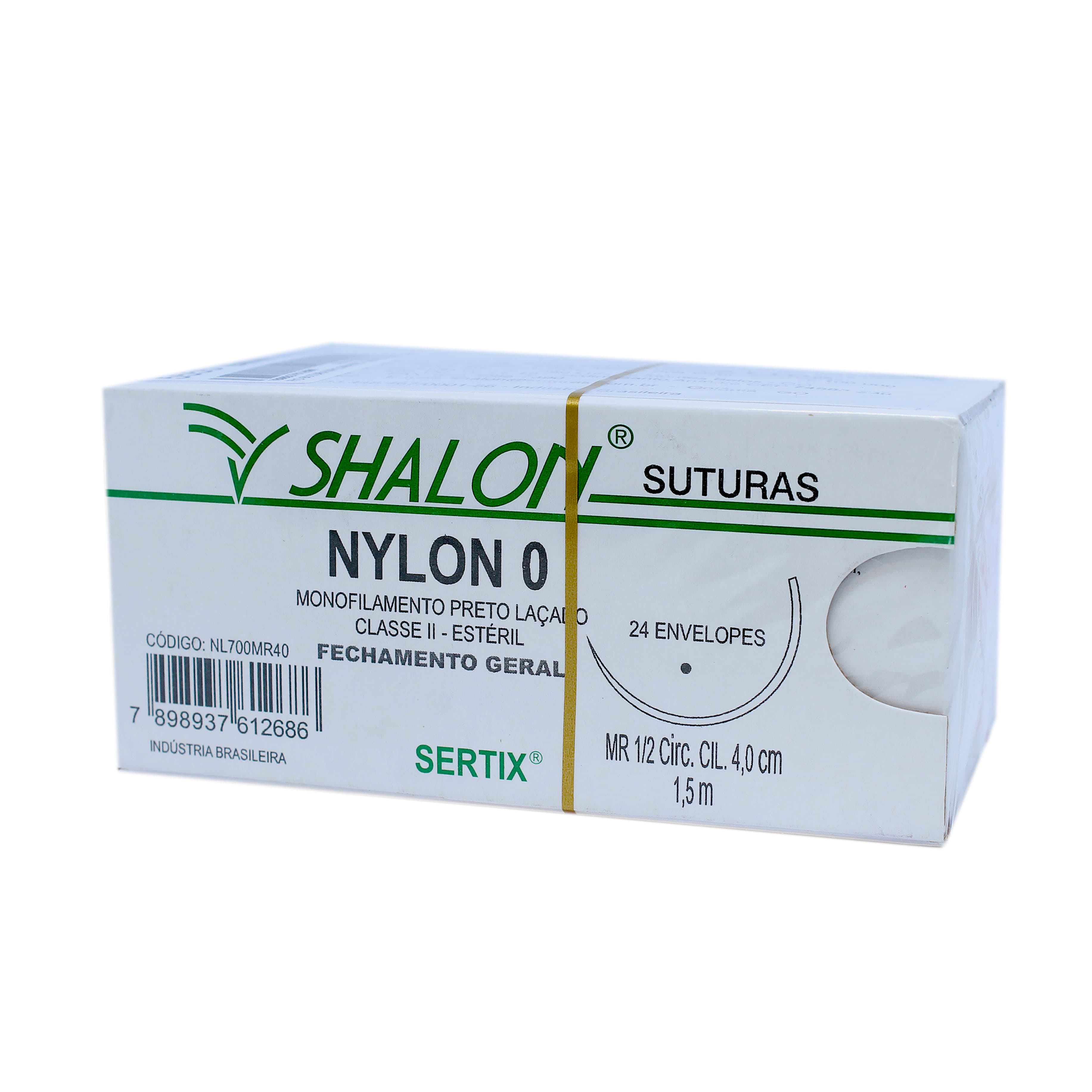 Fio Sutura Nylon Preto Fechamento Geral Cx C/24un Shalon (0-150cm-Ag1/2cir.Cil4.0) - Portal do Médico