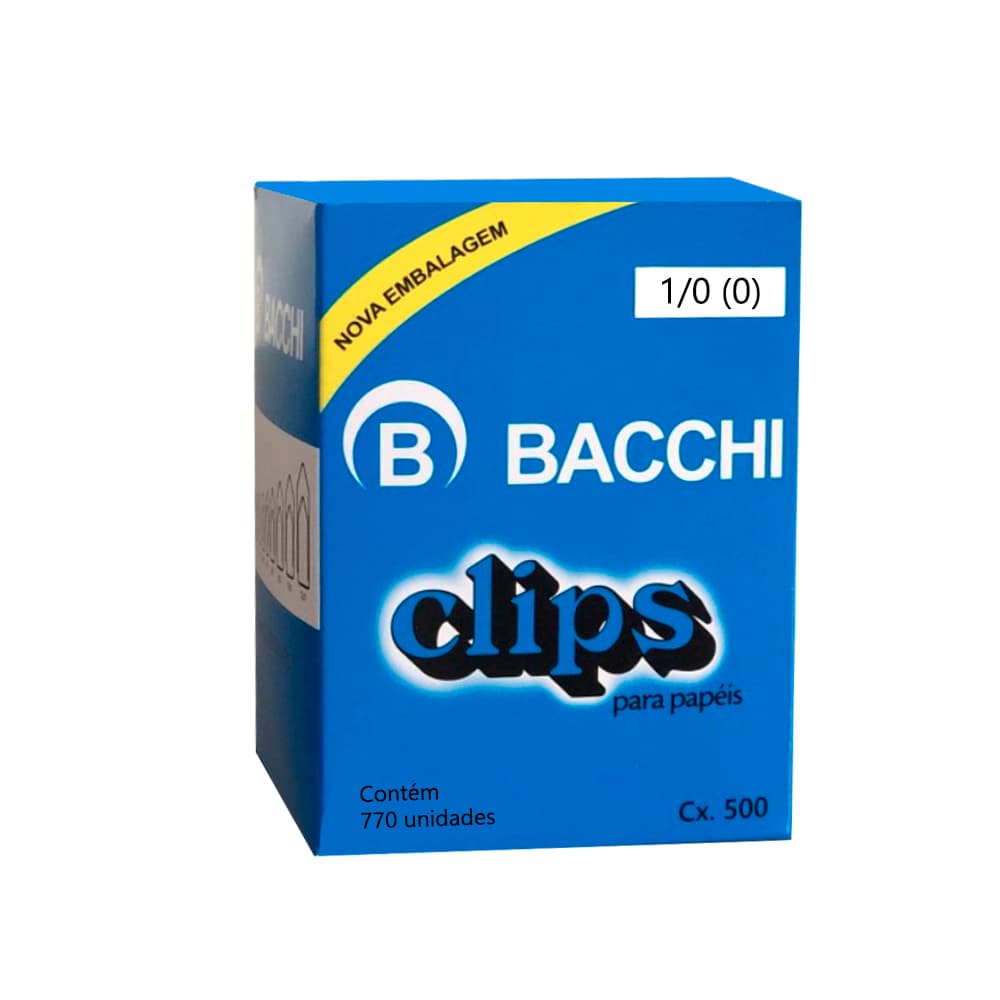 Caixa De Clips Galvanizado Aço Com 500g Bacchi (1/0-770unidades) - Portal do Médico