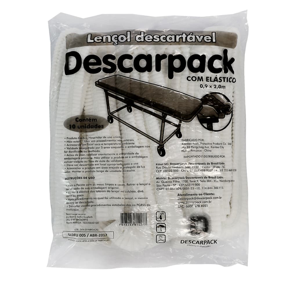 Lençol Em Tnt Com Elástico 0,9x2,0m C/10 Unidade Descarpack - Portal do Médico