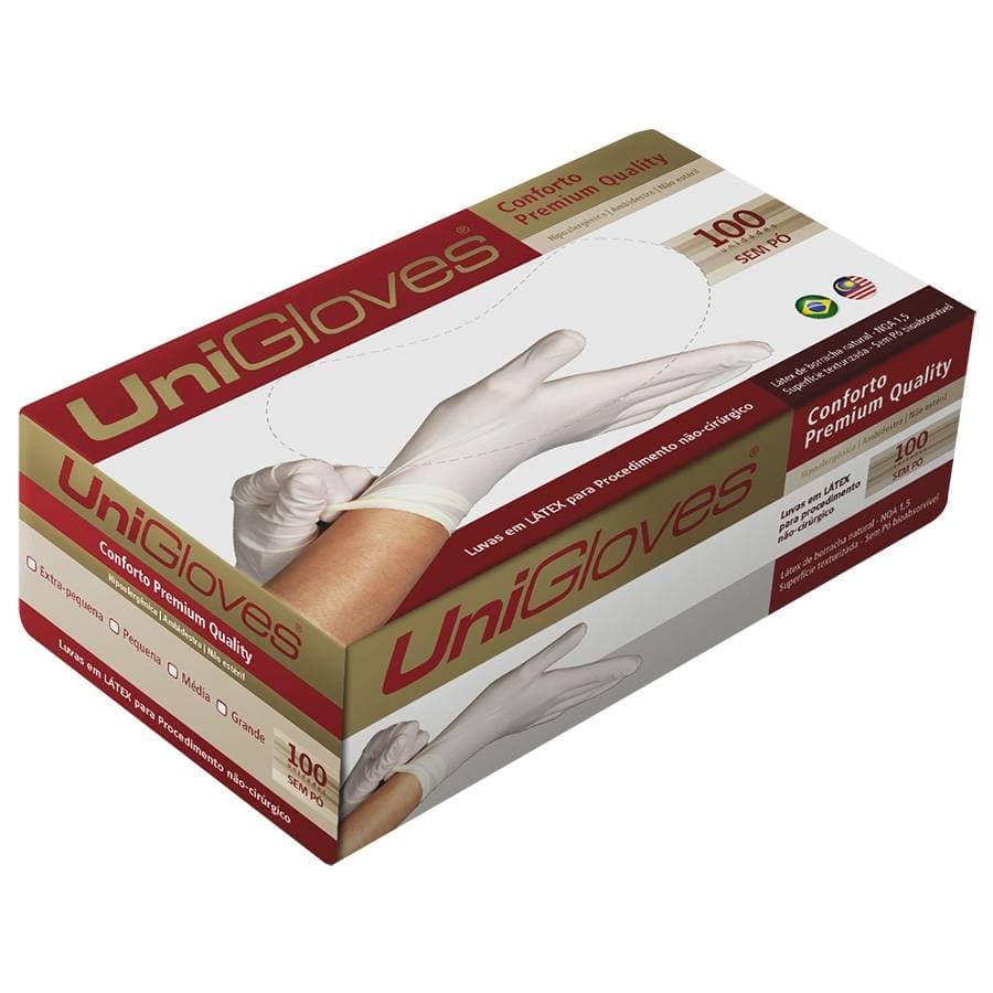 Luva de Procedimento Latex Sem Pó Powder Free - Unigloves - 001158 - Portal do Médico