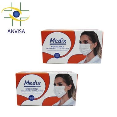 Kit Mascara Descartável Com 100 Unidades Anvisa Medix Branca - Portal do Médico