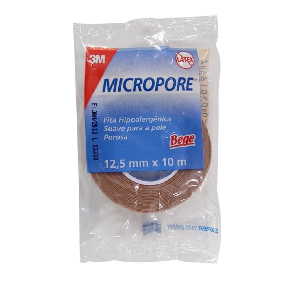 Fita Micropore Hipoalergênica Sem Capa 12,5mmx10m Bege 3m - Portal do Médico