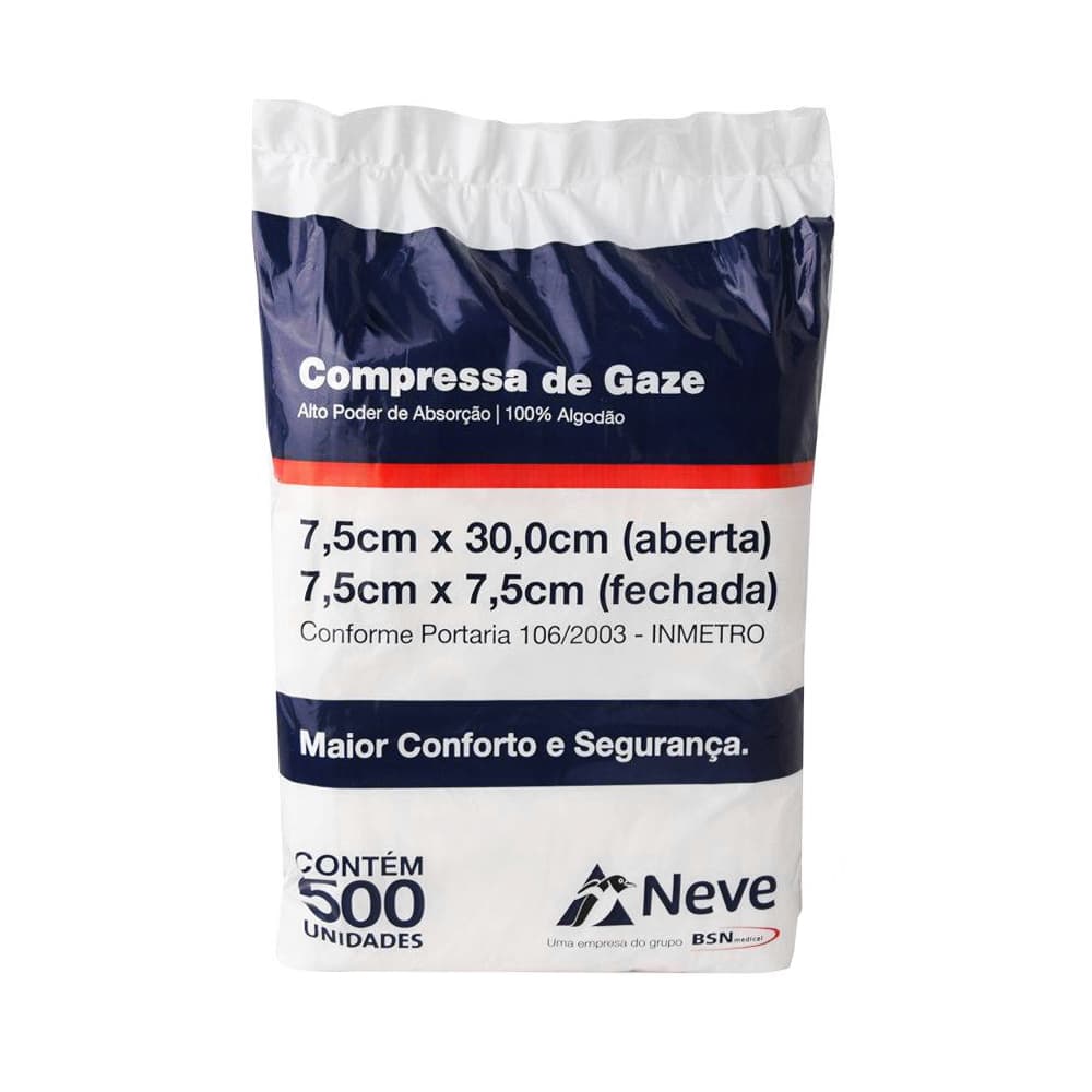 Compressa De Gaze 13 Fios Crochê Tam 7,5x7,5cm C/500un Neve - Portal do Médico