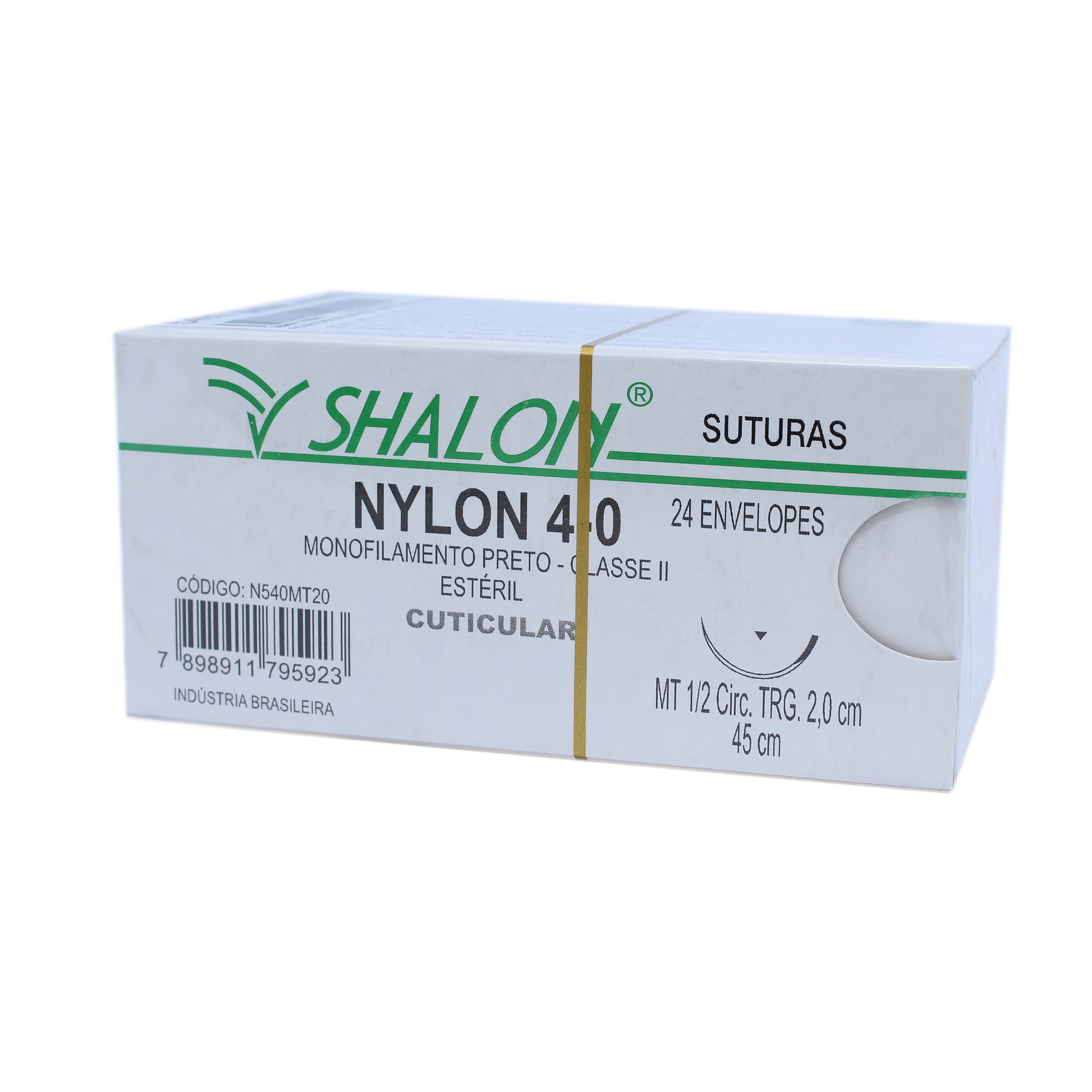 Fio Sutura Nylon Preto Cuticular Tam 4-0 45cm C/24un Shalon (4-0-45cm-Ag1/2cir.Trg2,0) - Portal do Médico