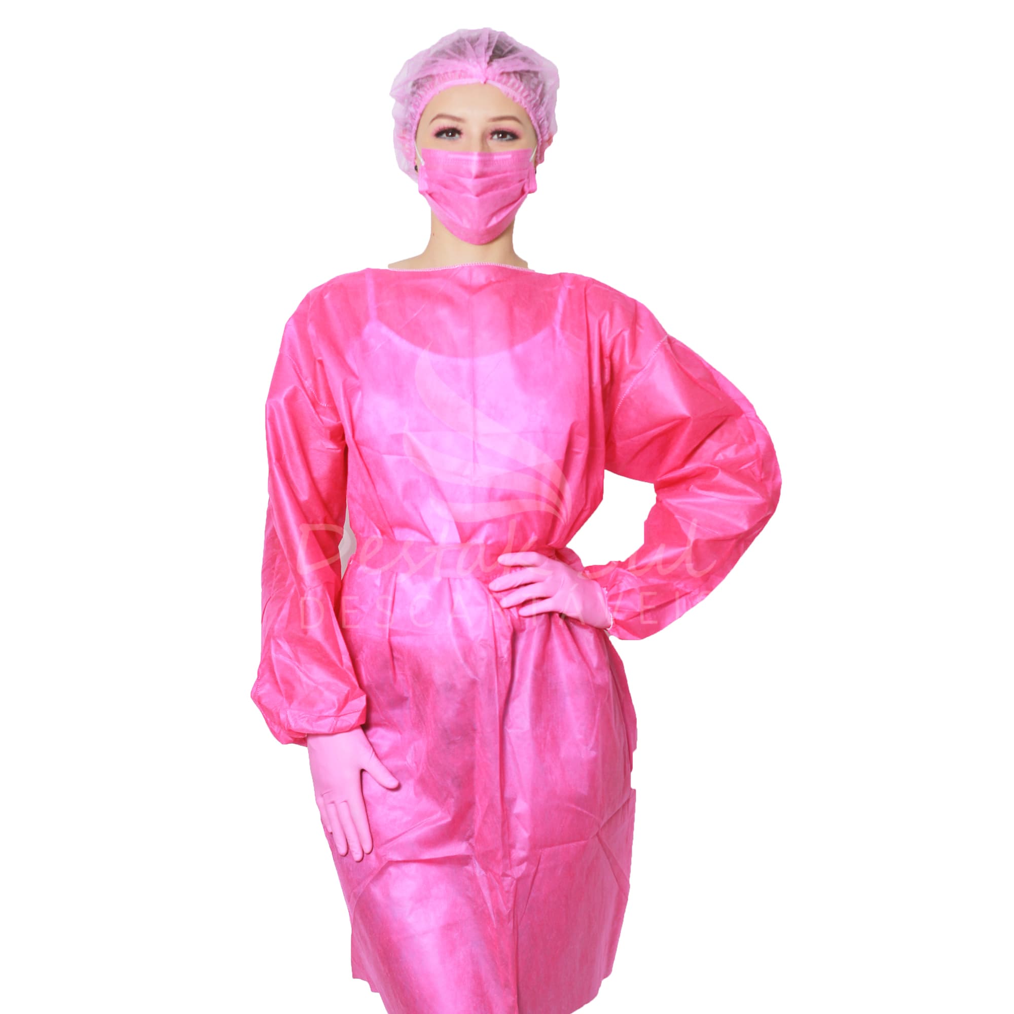 AVENTAL ML PINK 40G C/ TIRAS C/ 5 UN DESTAK - Portal do Médico
