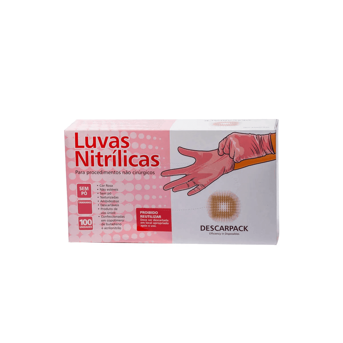LUVA NITRILICA SEM PO PP ROSA C/100 UND – DESCARPACK