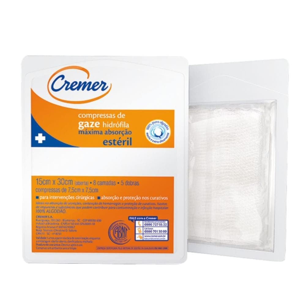 COMPRESSA DE GAZES ESTERIL 9 FIOS C/10 UND – CREMER