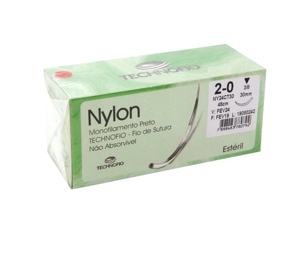 FIO NYLON 2-0 C/AG CT 30 C/24 UND (NY24CT30) – TECHNOFIO